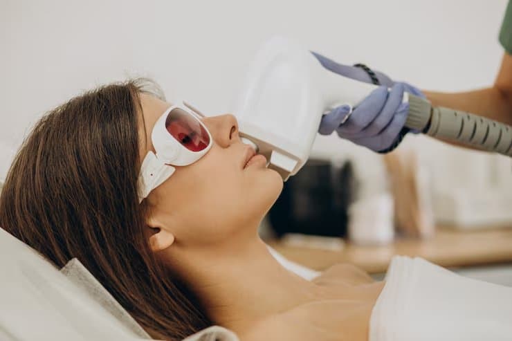 Paciente recibiendo un tratamiento dermatológico láser en Alta Salud